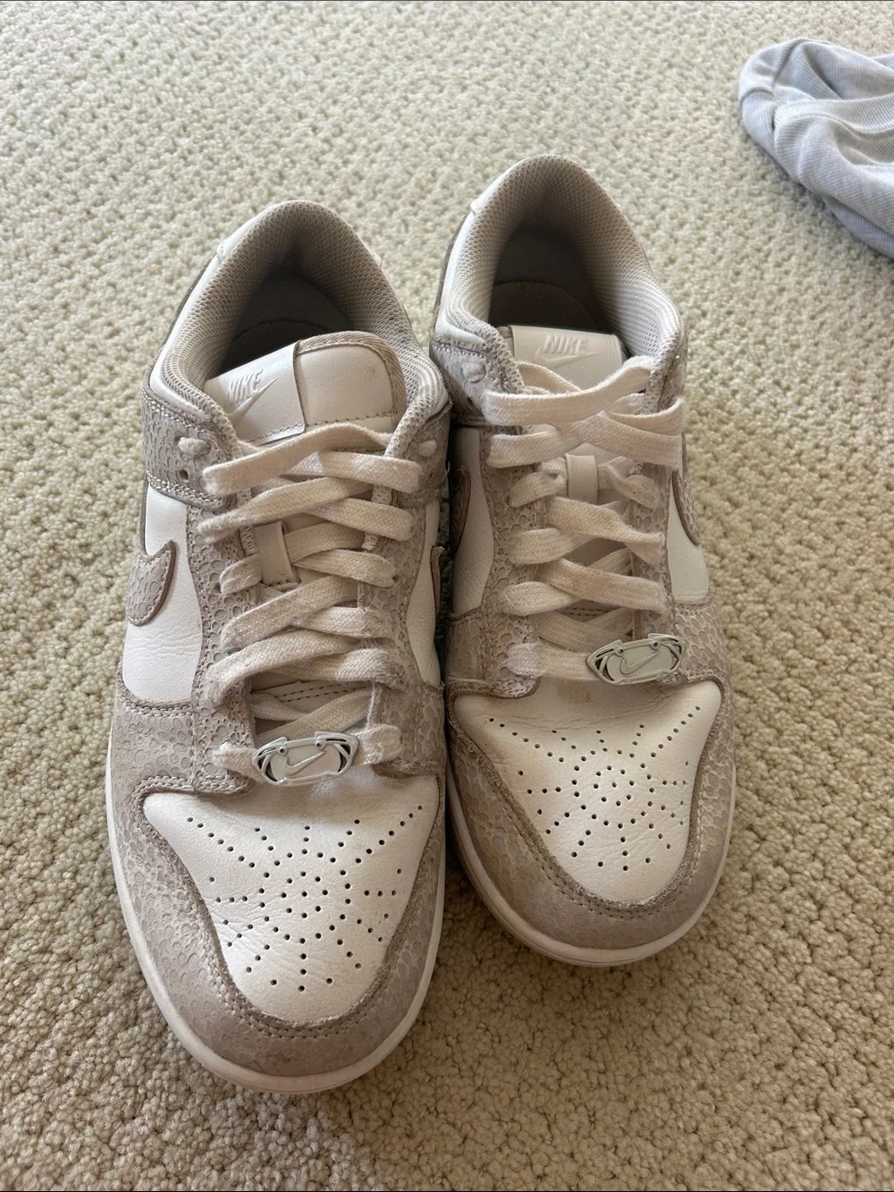 Nike women’s Neutral Beige and White Low-Top Sneakers